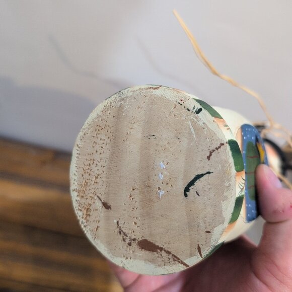 Hand Painted Wooden Snowman Candlestick Candleholder Christmas Winter - Picture 6 of 6